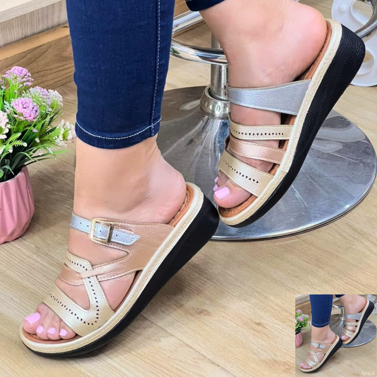calzado sandalia romulo para mujer color beige brillante Comprar en tienda onlineshoppingcenterg Colombia centro de compras en linea